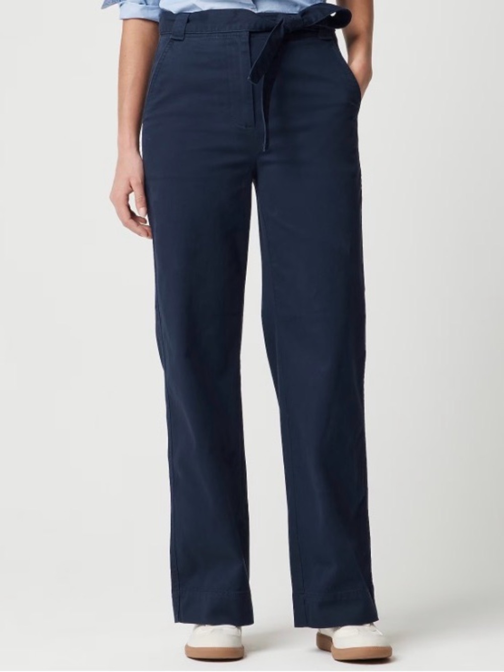 Navy High-Waist Wide Leg Trousers